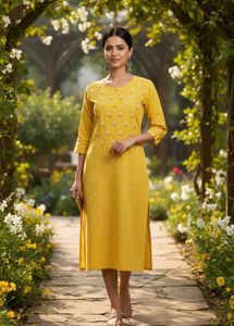 Elegant Yellow Embroidered Kurta