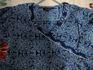 Blue Printed Maxi Dress