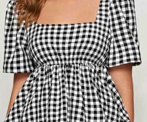 Chic Gingham Peplum Top