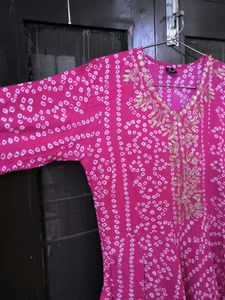 Pink Bandhani Print Dress