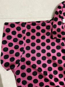 Pink Polka Dot Night Suit Shorts Set