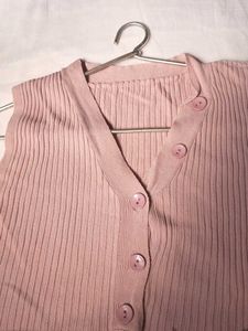 Baby Pink V Neck Top