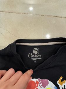 Black Graphic Tee - "Corsica" Design