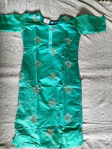 Teal Embroidered Kurti