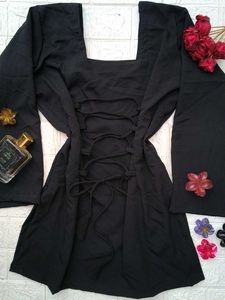 Corset Back Black Kurti 🖤