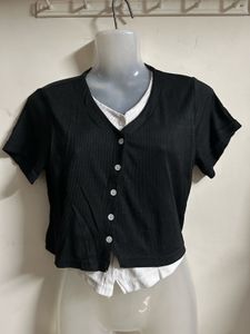 Cropped Button-Down Top