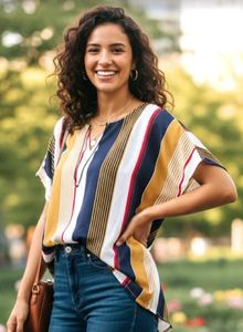 Striped V-Neck Casual Top❤️(New)