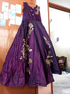 Embroidered Purple Party Gown