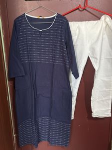 Aurelia Navy Blue Kurti with White Pants