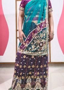 Lehnga Saree With Kurti &amp; Peticot