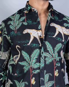 Animal print  Black Unisex Shirt