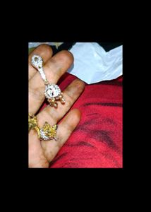 golden cz stone gold plated jhumka