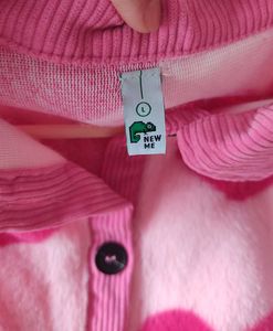 Heart Print Fuzzy Cardigan