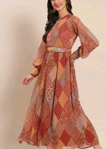 Juniper Multi Bohemian Printed Belted Maxi Dress