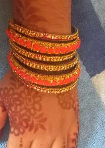 🔴NEW Pink Stone Work Bangles (Set Of 6)