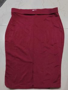 Burgundy Straight Skirt