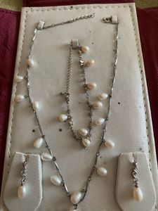 Original Real Pearls Set In Sterling Silver