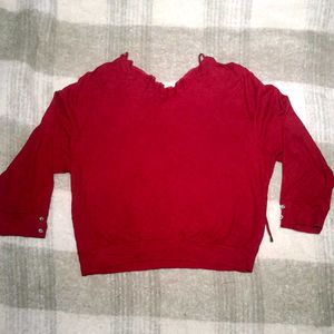 Red Button-Down korean top [C7]