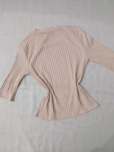 New With Tag Beige Korean Ribbed Top