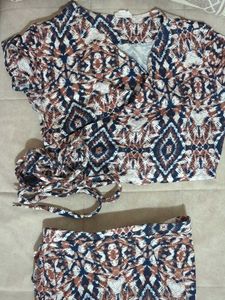Patterned Top and Skirt Set
