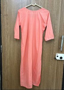 Peach Embroidered Kurta