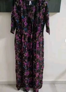 Multi colour calf- length Georgette dress