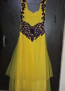 Yellow &amp; Purple Ethnic Gown