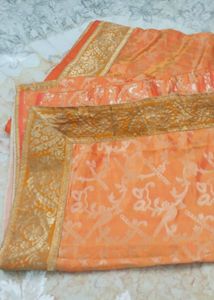 Heavy border saree&amp;blouse unused...soft material