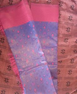 Vintage Blue &amp; Pink Fringe Scarf