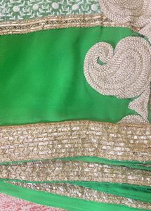 Green Heavy Border Saree Like New