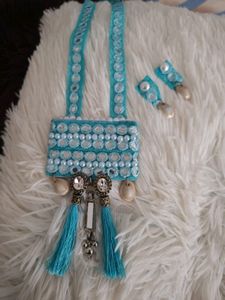 Beautiful And Elegant Sky Blue Long Necklace