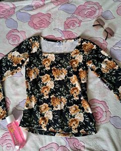 Black Floral Full Sleeve Top 🍂✨️