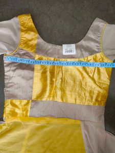Elegant Yellow &amp; Beige Anarkali Gown