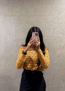 orange crochet top