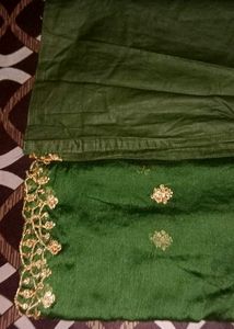 Dark Green Kurta Set, Kurti, Narrow Pant Dupatta