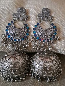 Oxidized Jhumka Earrings, Light Weight