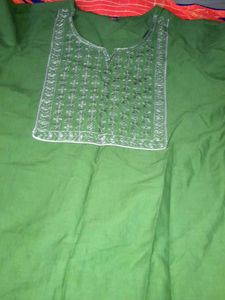 Green Embroidered Kurti Top