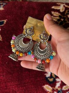 Boho Colorful Jhumka Earrings