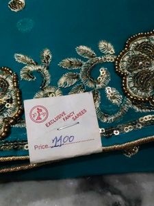 Teal Embellished Saree