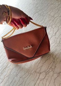 Zara Official Brown Crossbody Bag