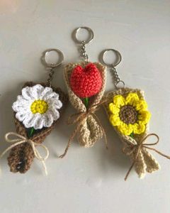 Crochet Flower Bouquet Keychain