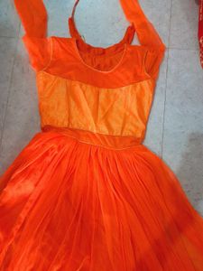Elegant Orange Ethnic Gown