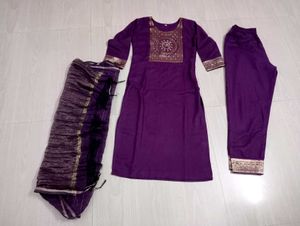 Purple Embroidered Kurta Set