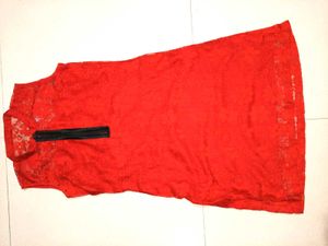 Red Lace Kurta