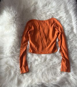 Zara Orange Ribbed Long Sleeve