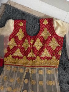 Red &amp; Gold Embroidered Lehenga Set