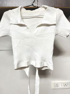 White Ribbed Tie-Back Top🤍🤍