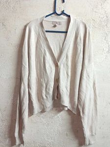 H&M Oversized Crop Cardigan Sweater Cream