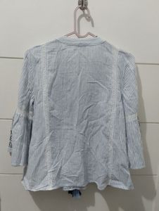ZARA Embroidered Striped Top