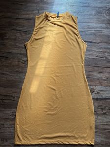 Mustard Ribbed Mini Dress